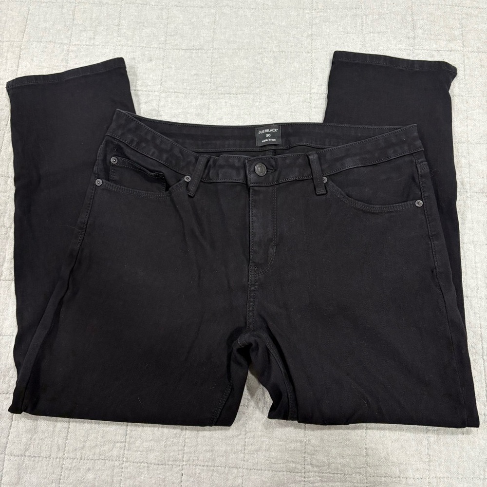 Just Black Denim Straight Leg Crop Black Jean 24” Size 30 - Picture 3 of 7